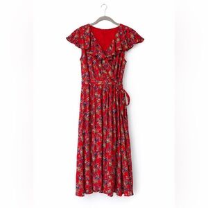 Anthropologie Red Floral Maxi Dress